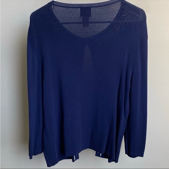 Ruby Rd. Navy Blue & White Button Cardigan Lightweight Sweater Women’s Size XL - Picture 3 of 5